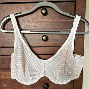 Thirdlove Unlined Shadow Stripe Scoop Bra - White - Size 38F